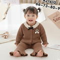 Imported Baby Girl Winter Rabbit Wool Dress with Stylish Net Collar & Bell Bottom Flapper (3–18 Months)