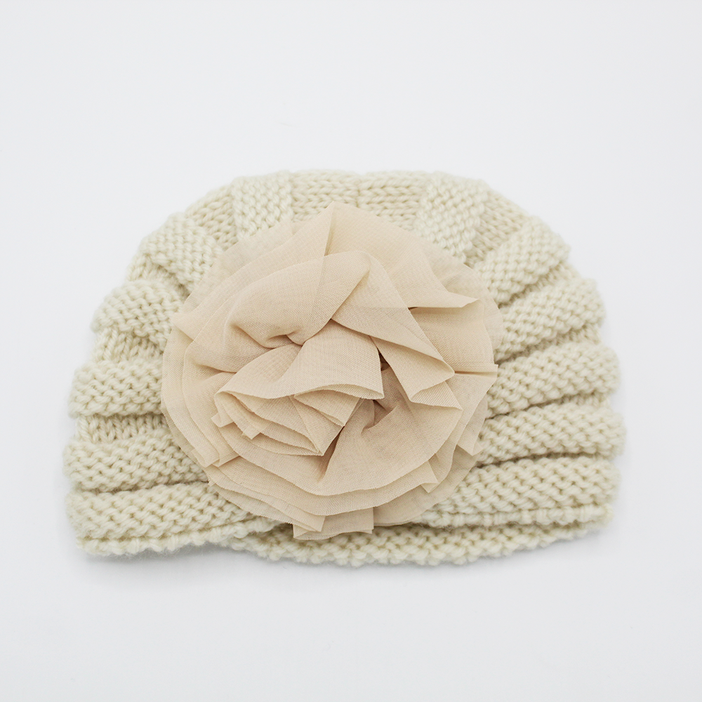 Imported 1 Pc Baby Kids Warm Winter Baby Turban Cap Knitted Hat One Colored Bow 3D Children Woolen Hat for 0-3 Years