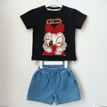 Baby Girl 3D Donald Duck Shirt with Denim Style Shorts (6 Months–4 Years)