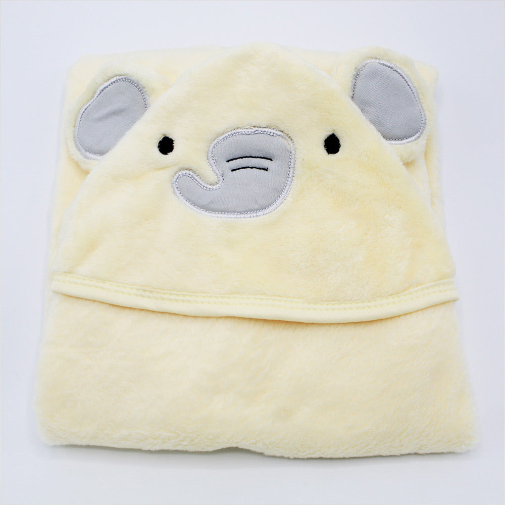 Imported Newborn Baby 3D Elephant Winter Fur Fleece Wrapping Sheet with Hood For 0-6 Months