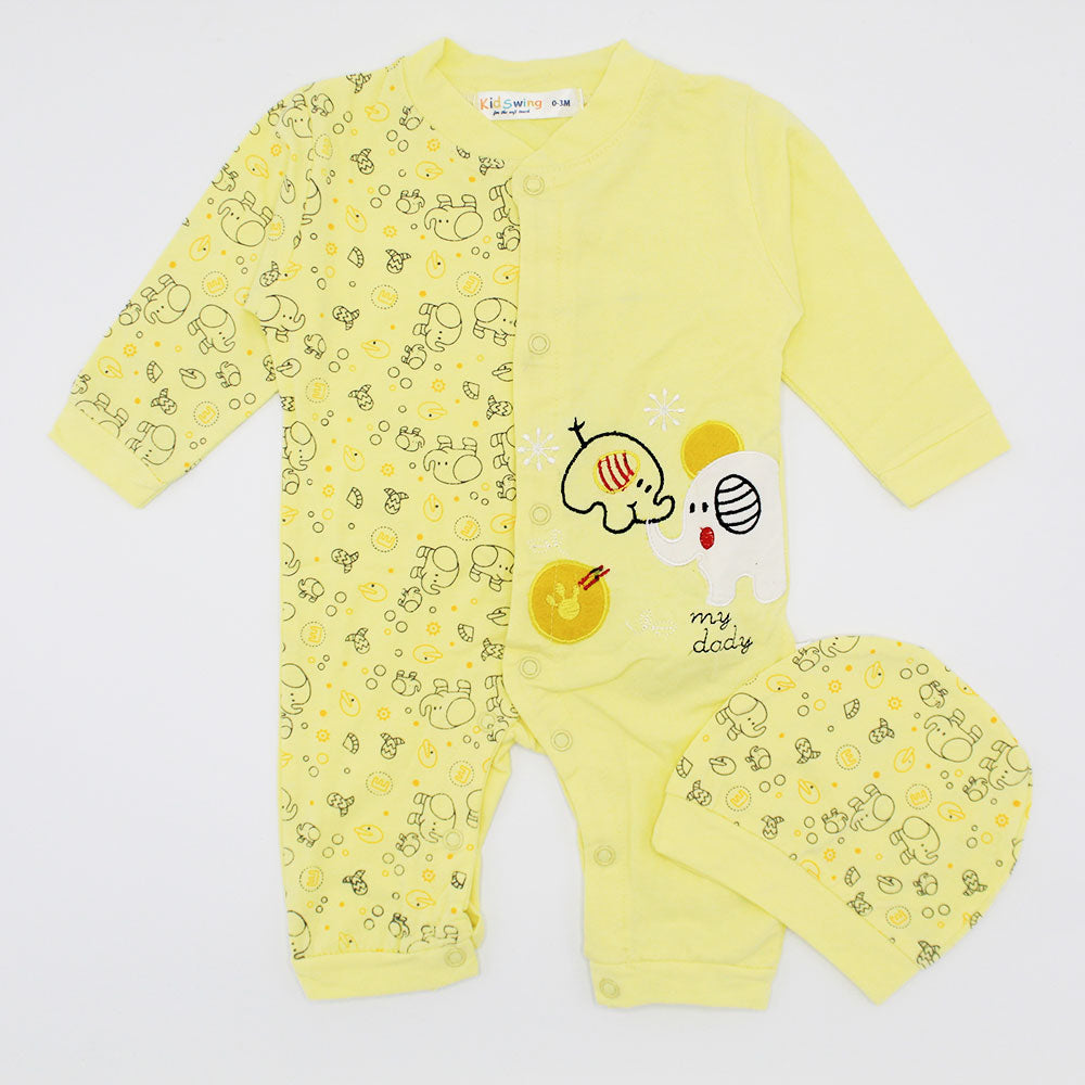 Baby Cute Elephant Full Sleeves Romper with Cap for 0-9 months