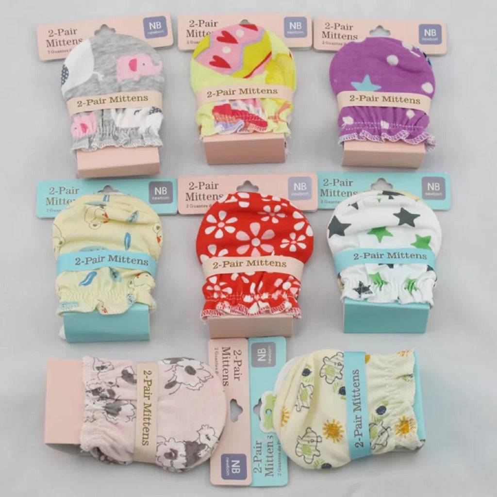 Pack of 2 Pairs Baby Super Soft Cotton Mittens