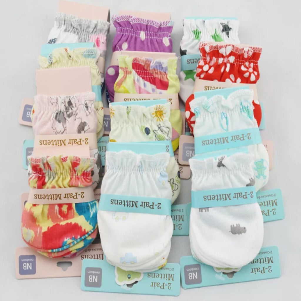 Pack of 2 Pairs Baby Super Soft Cotton Mittens