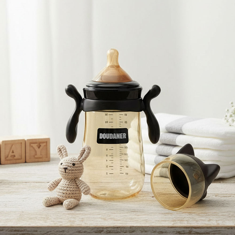 Imported PPSU Plastic Baby Feeder with Cat Style Cap and Handle with Mother Resemblance Nipple 350ml - 12oz