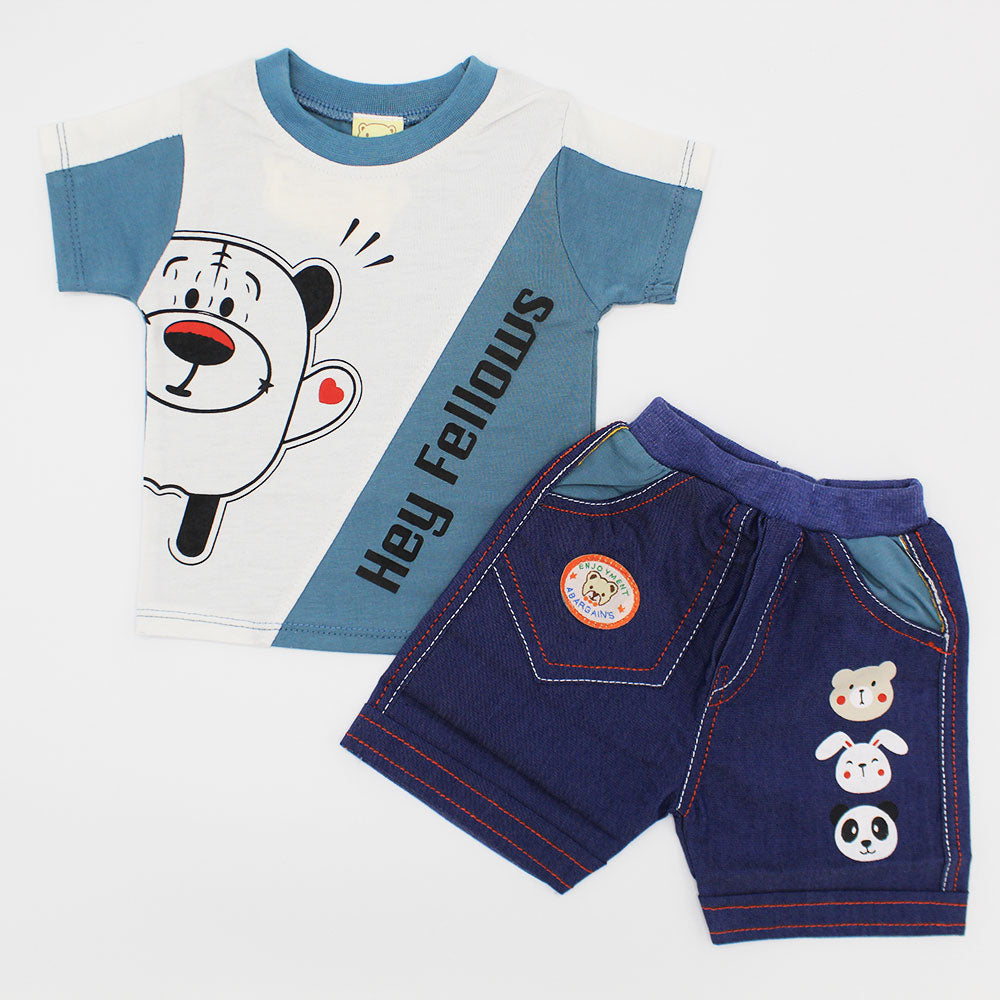 Baby Hey Fellows Dress with Navy Shorts for 3-12 Months