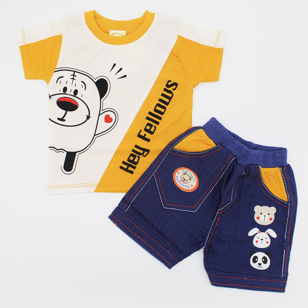 Baby Hey Fellows Dress with Navy Shorts for 3-12 Months