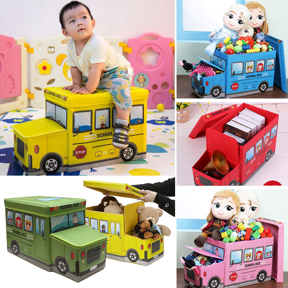 Imported Baby Kids Toy Storage Box School Bus Shape Kids Toys Organizer