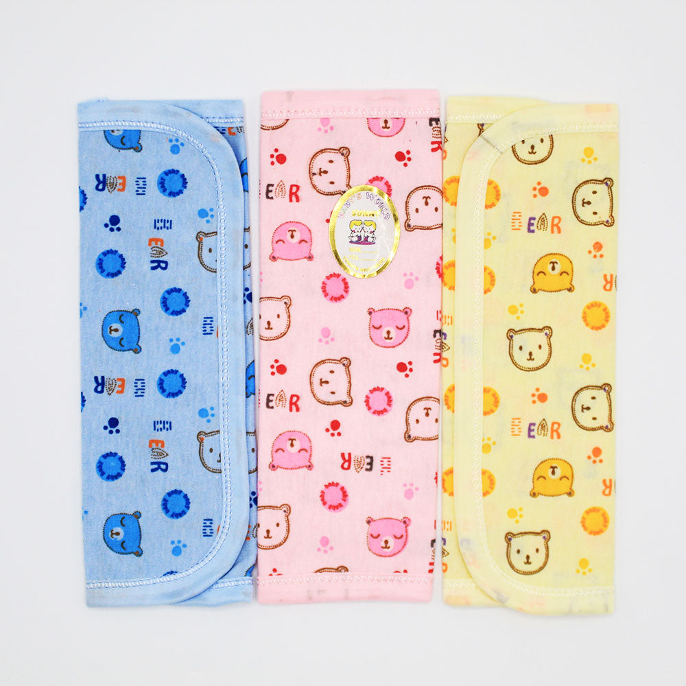 Baby 3 Pcs Pack Soft Cotton Printed Face Towel Set