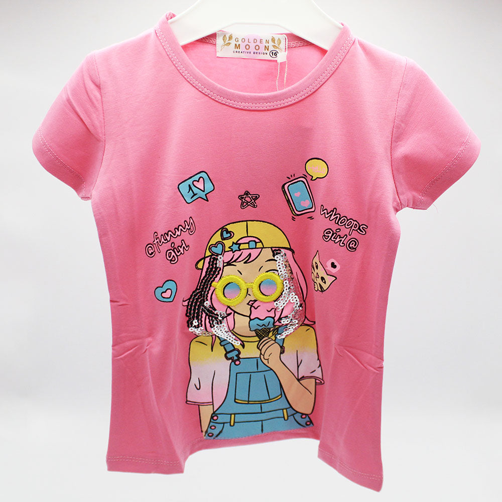 Baby Girl Funny Girl Stylish Half Sleeve Pullover Shirt for 9 Months - 3 Years