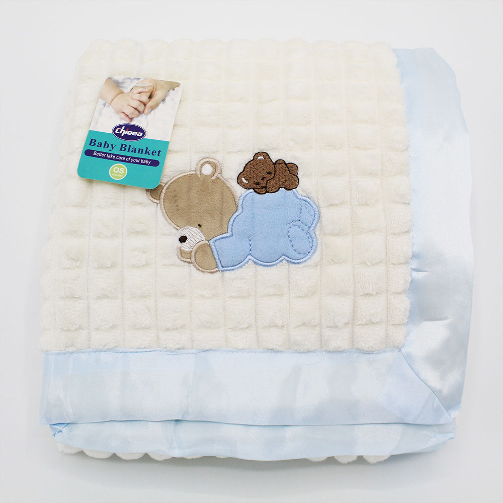 Imported Baby Embroidered Cartoon Warm Soft Textured 2-layer Fur Blanket Sleeping Receiving Blanket