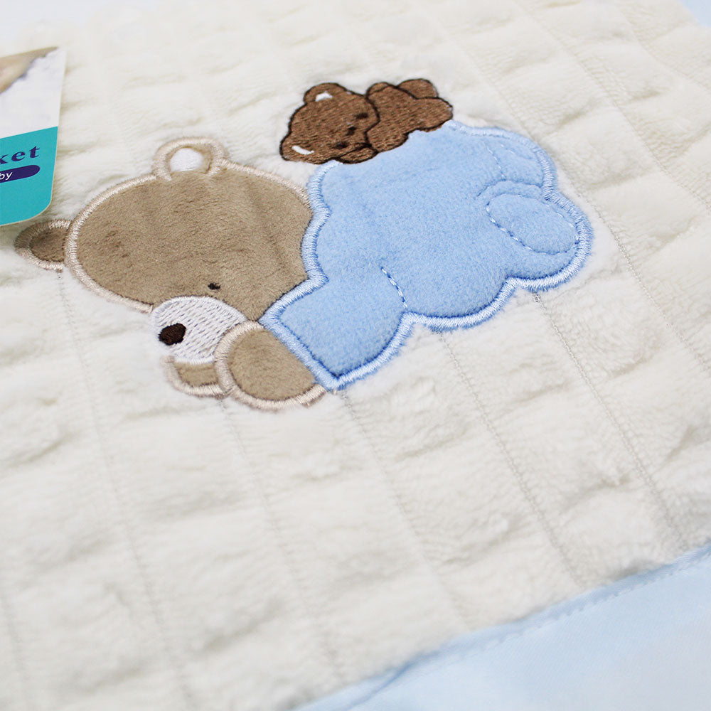 Imported Baby Embroidered Cartoon Warm Soft Textured 2-layer Fur Blanket Sleeping Receiving Blanket