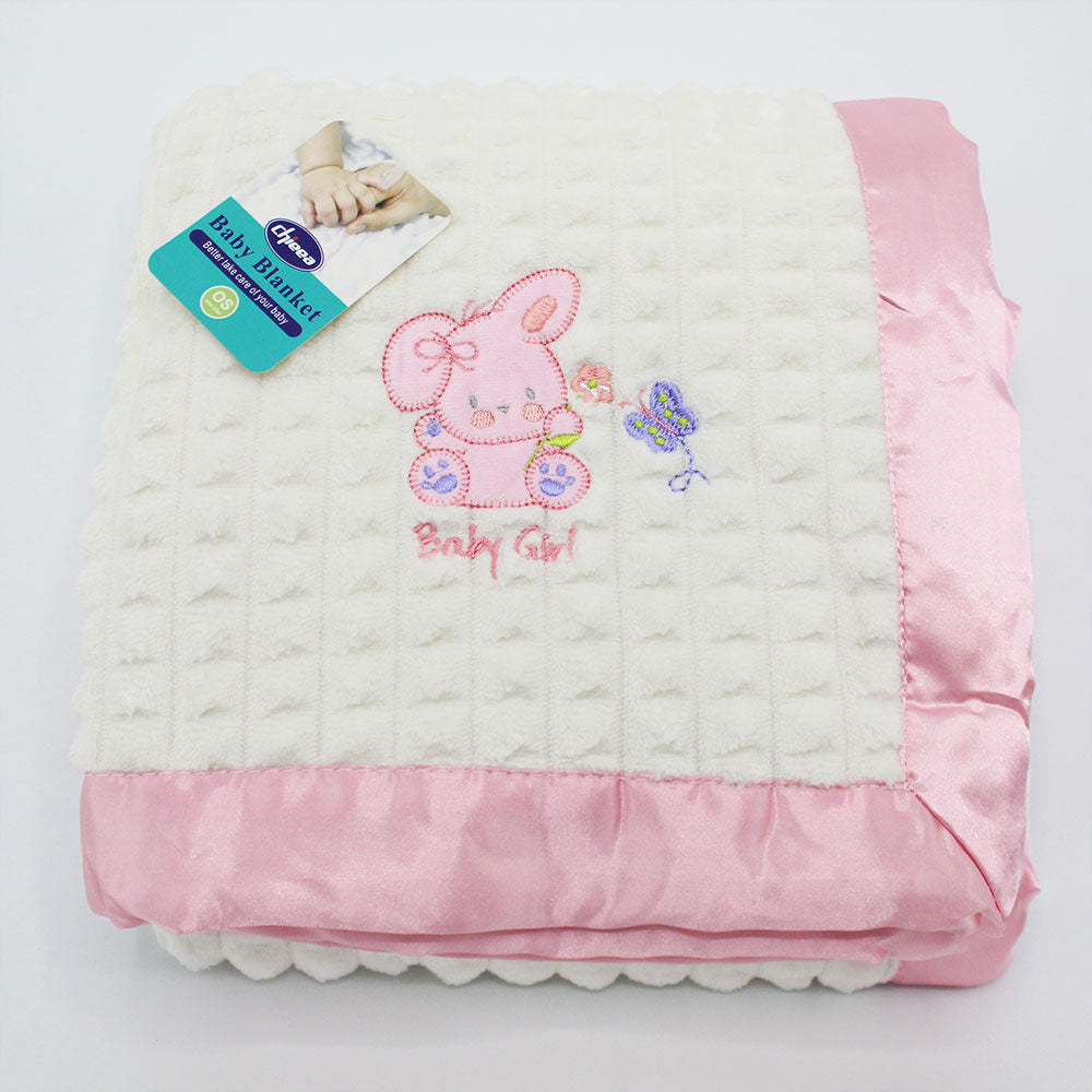 Imported Baby Embroidered Cartoon Warm Soft Textured 2-layer Fur Blanket Sleeping Receiving Blanket