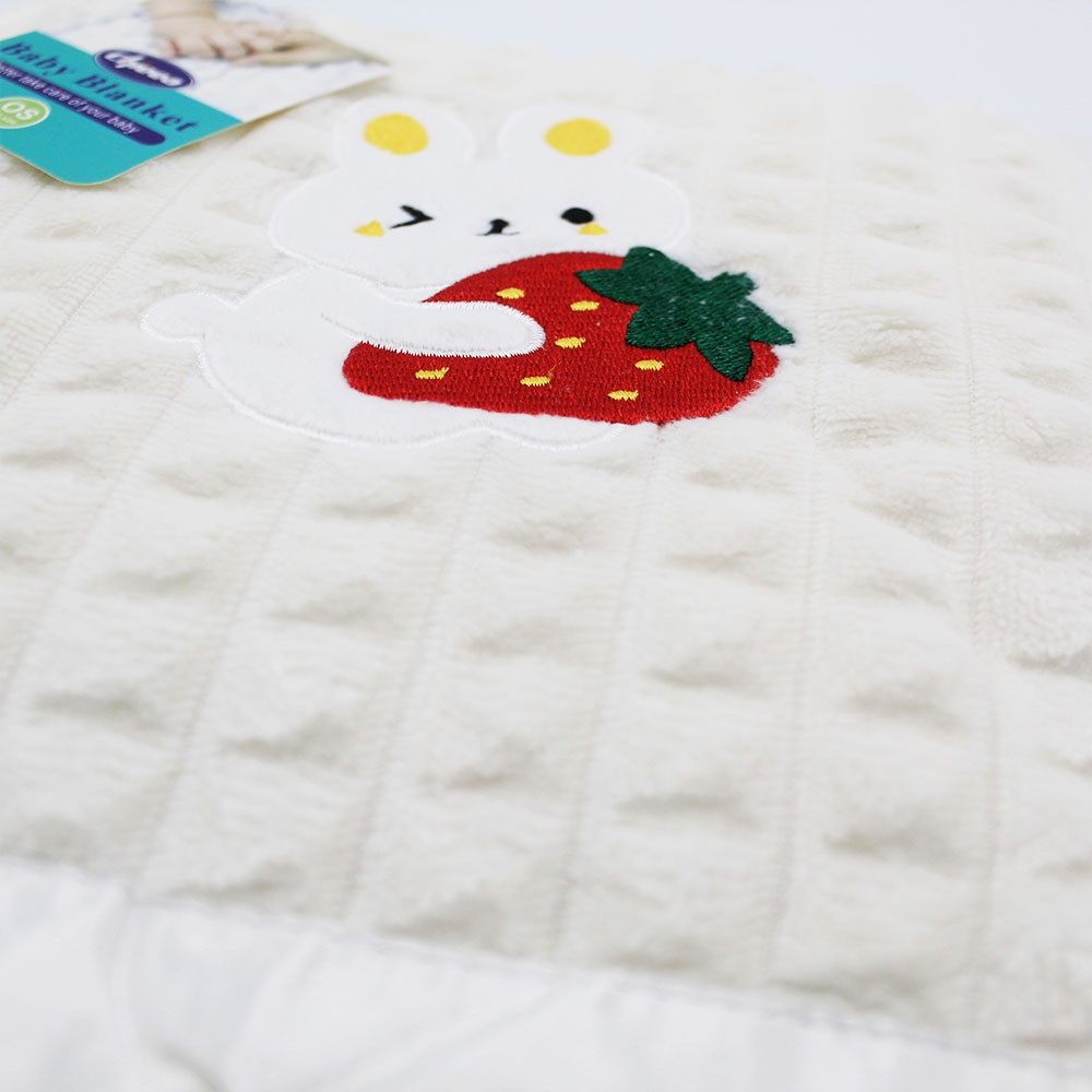 Imported Baby Embroidered Cartoon Warm Soft Textured 2-layer Fur Blanket Sleeping Receiving Blanket