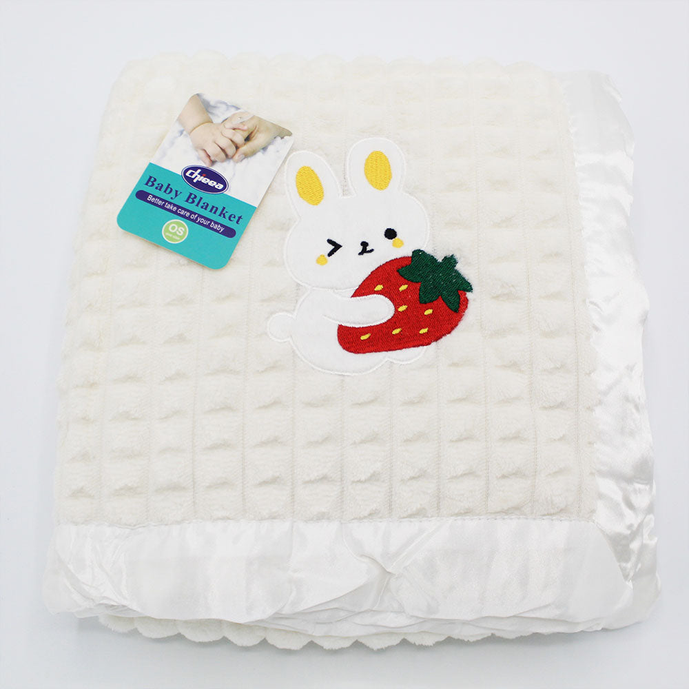 Imported Baby Embroidered Cartoon Warm Soft Textured 2-layer Fur Blanket Sleeping Receiving Blanket