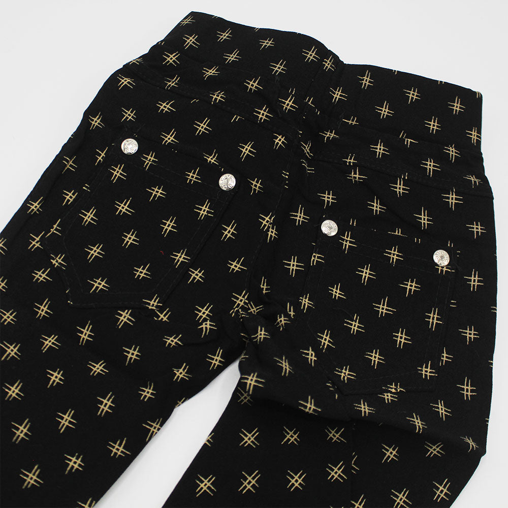 Imported Baby Girl Starry Printed Black Cotton Pants for 9 Months - 3 Years