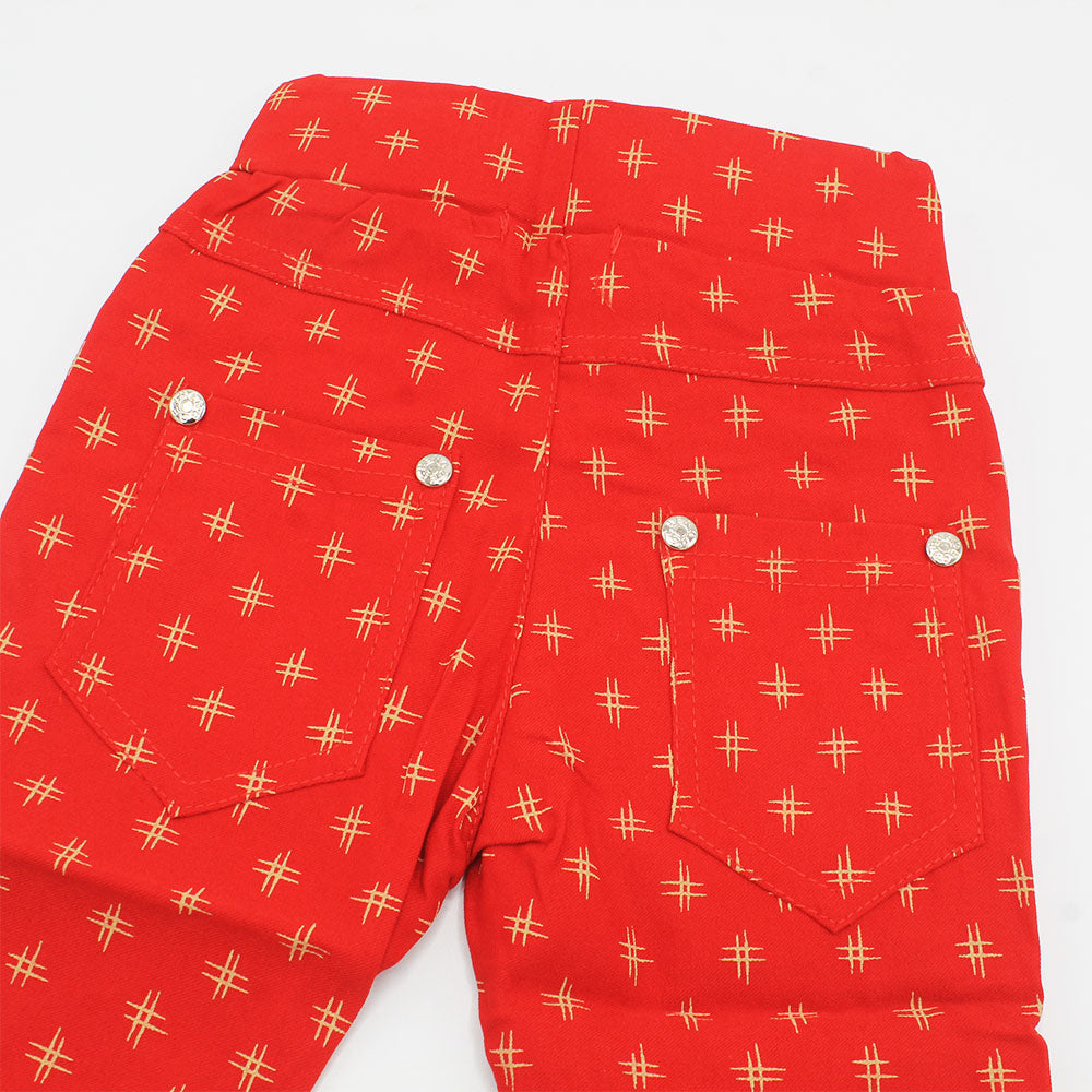 Imported Baby Girl Starry Printed Red Cotton Pants for 9 Months - 3 Years