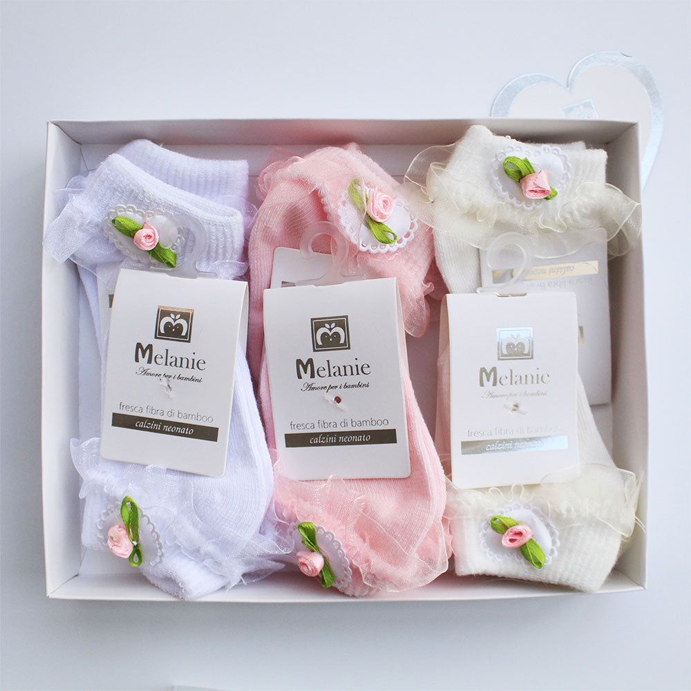 Imported Baby Girl Pack of 6 Cute Frilly 3D Flower Socks Gift Set for 0-6 Months