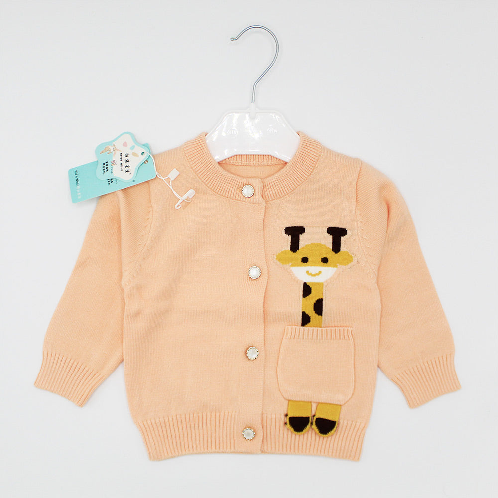Imported 1 Pc Baby Kids Winter Cute Giraffe in the Pocket Rabbit Wool Warm Sweaters Long Sleeve Pullover for 0-18 Months