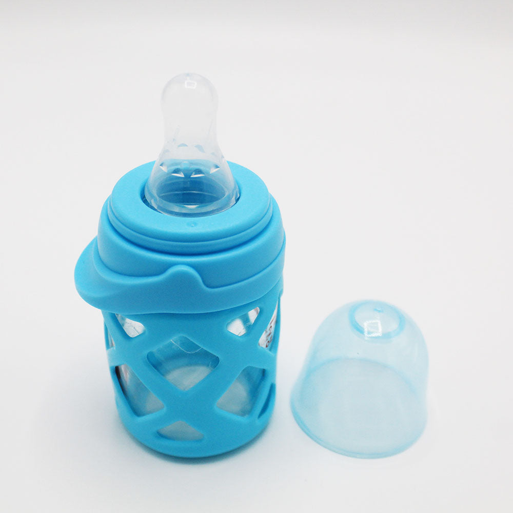 Imported Baby Unbreakable Glass Feeder with Silicon Cover 2oz and 4oz