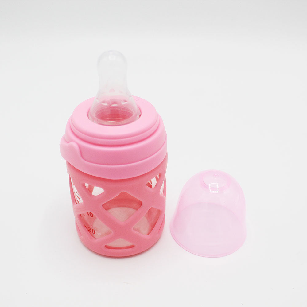 Imported Baby Unbreakable Glass Feeder with Silicon Cover 2oz and 4oz