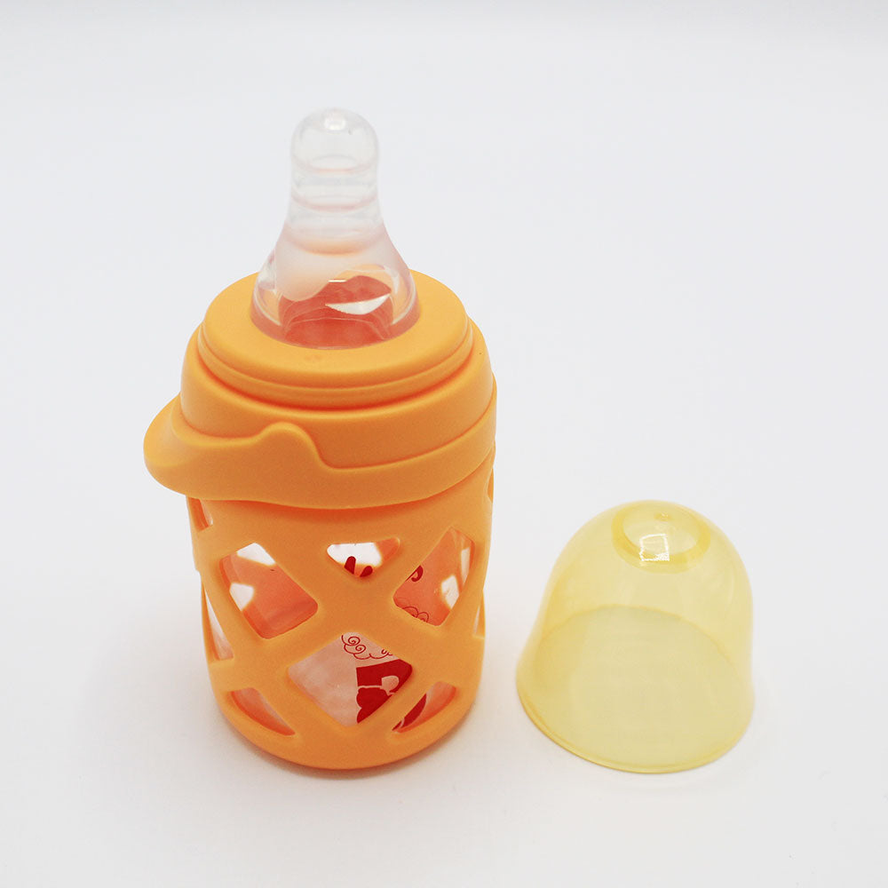 Imported Baby Unbreakable Glass Feeder with Silicon Cover 2oz and 4oz