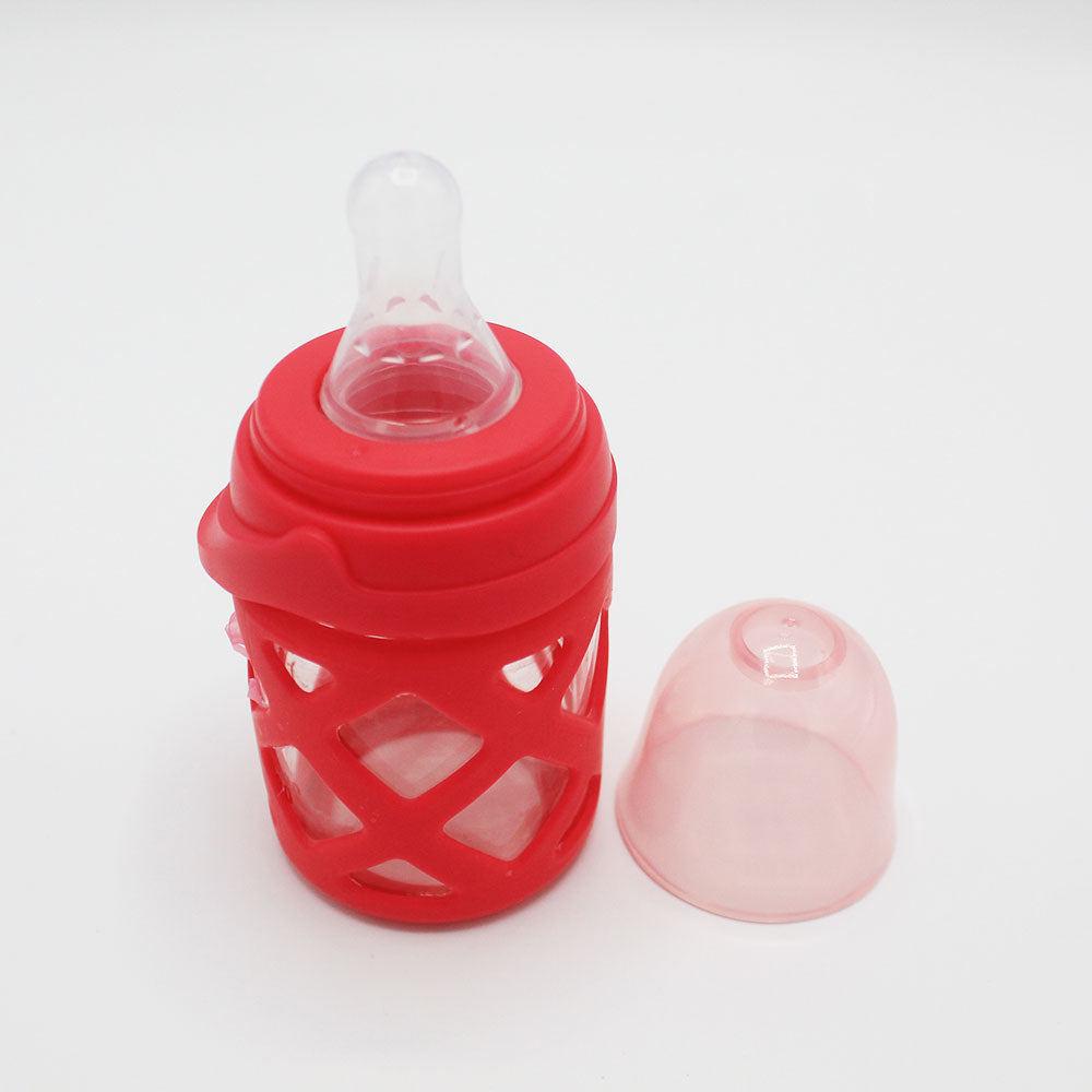 Imported Baby Unbreakable Glass Feeder with Silicon Cover 2oz and 4oz