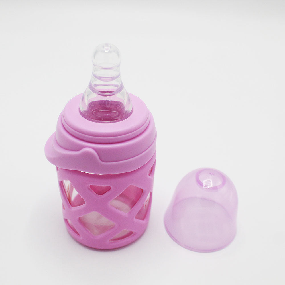 Imported Baby Unbreakable Glass Feeder with Silicon Cover 2oz and 4oz