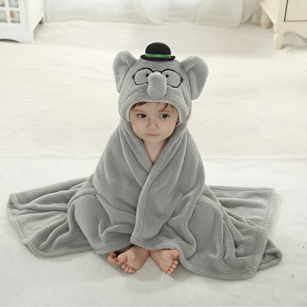 Baby Super Soft Cute 3D Character Hooded Baby AC Blanket