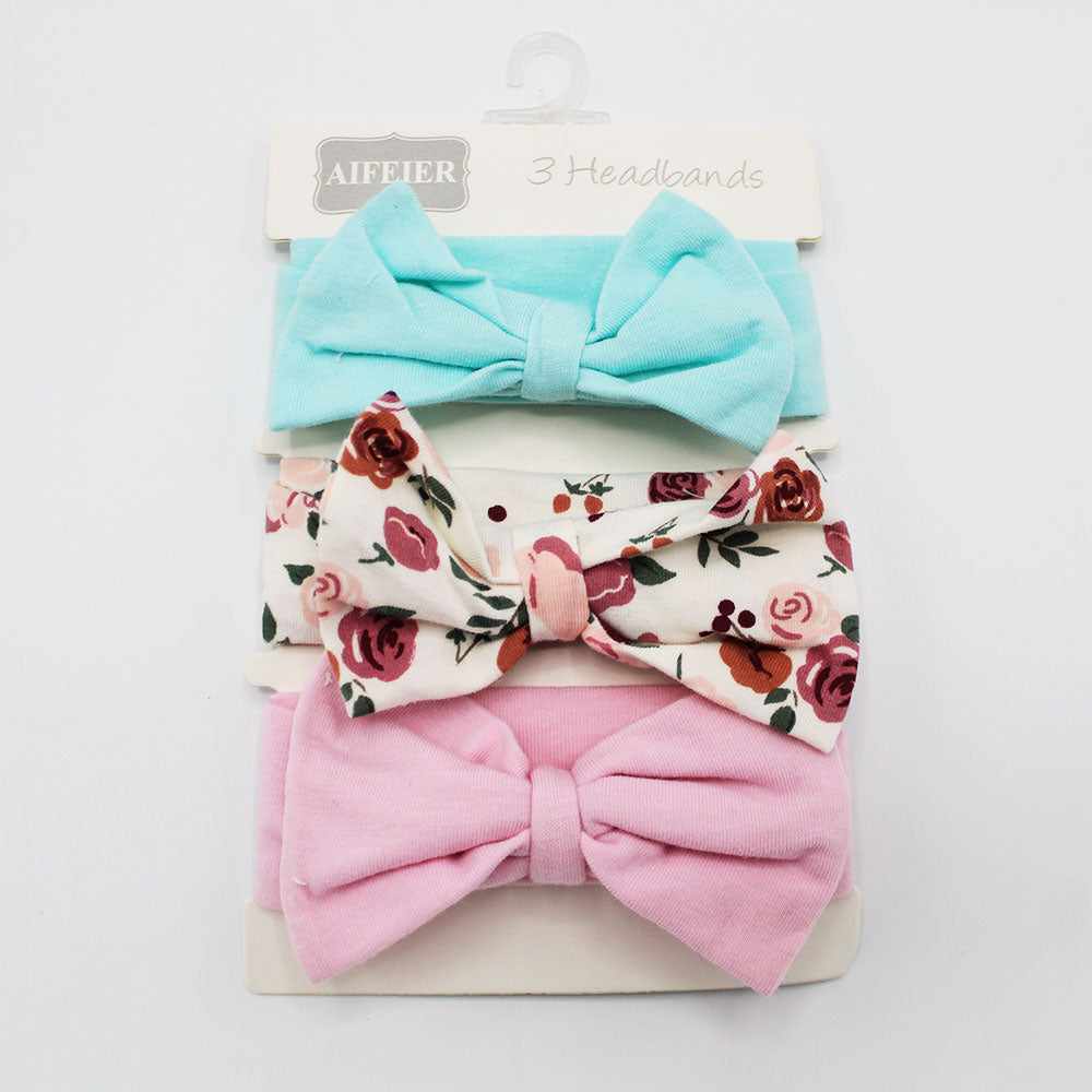 Imported Baby Girls Pack of 3 Pcs Bow Headbands for 0-24 Months