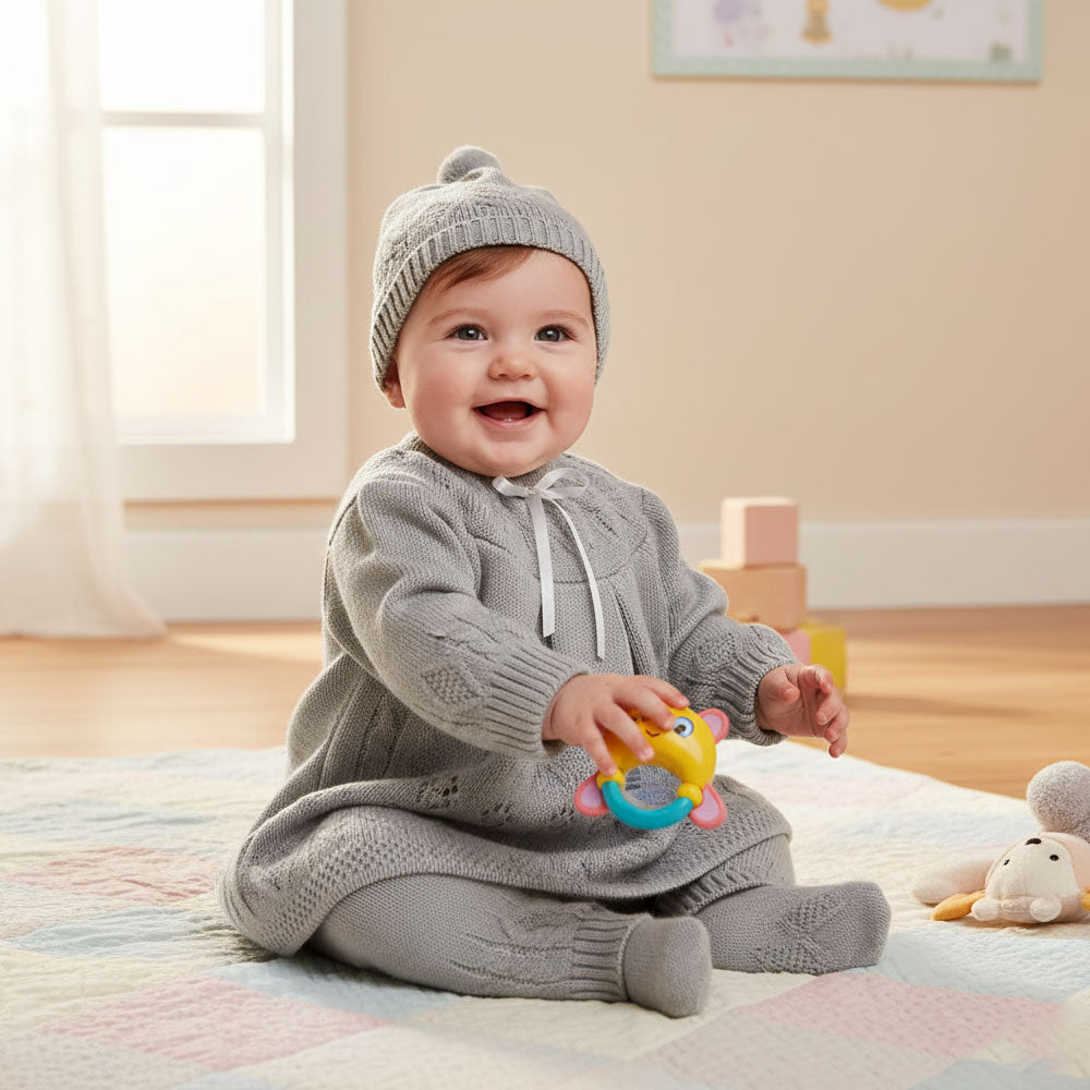 Imported Newborn Baby Girl Winter Woolen Knitted Baby Frock Style