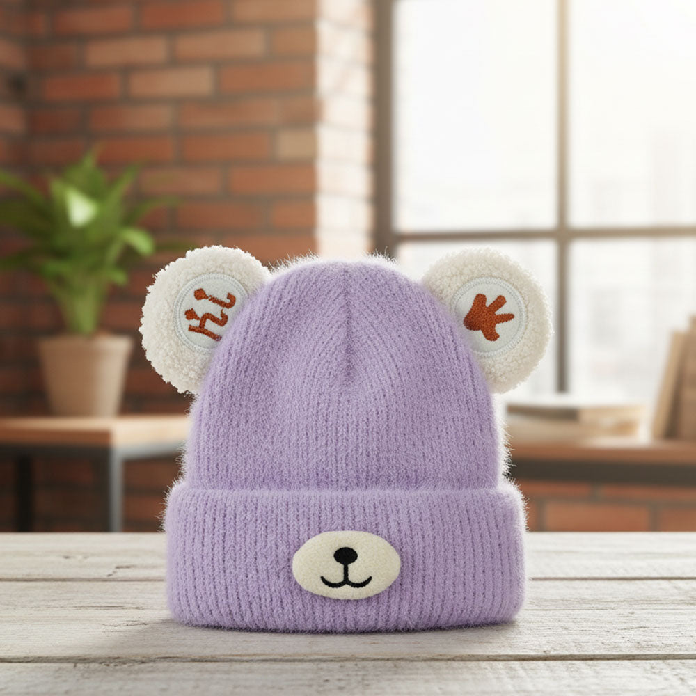 Imported Baby 3D Bear Winter Cap | Soft Rabbit Wool Hat for 0–3 Years