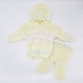 Newborn Baby Winter Hooded Knitted Front Open Button Dress with Cap for 0-3 Months