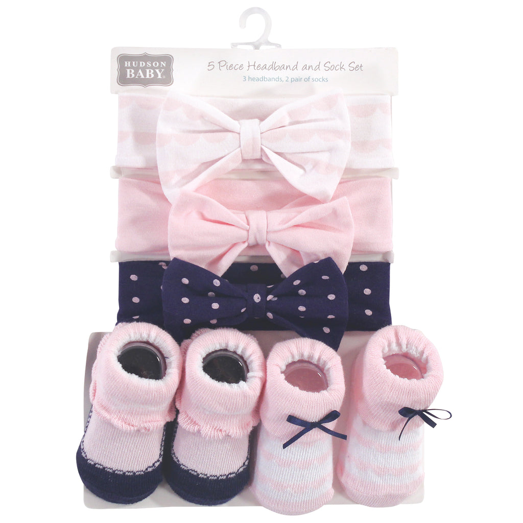 Imported Baby 5 piece headband and socks booties set for 0-9 months