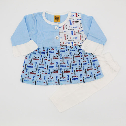 Baby Girl I Love Mama Full Sleeves Dress for 0-3 Months