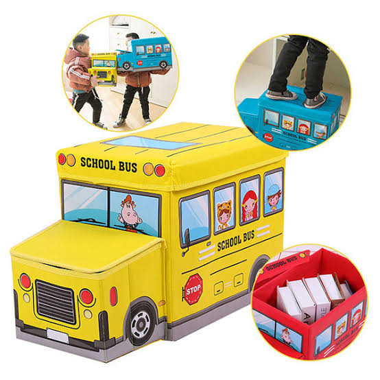 Imported Baby Kids Toy Storage Box School Bus Shape Kids Toys Organizer