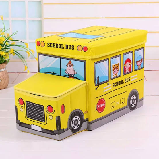 Imported Baby Kids Toy Storage Box School Bus Shape Kids Toys Organizer