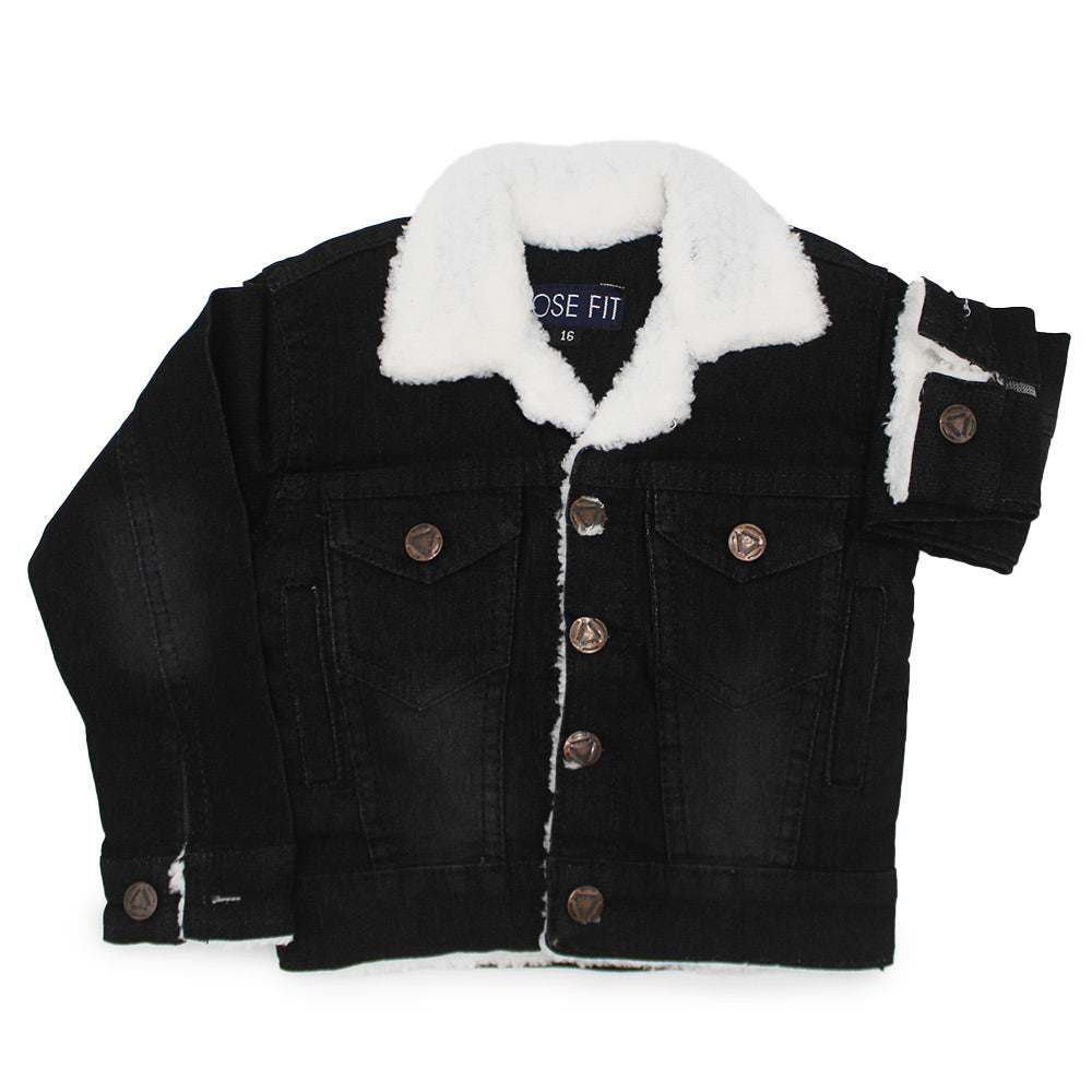 Baby Kids Denim Jacket With Fur for 9 Months - 4 Years