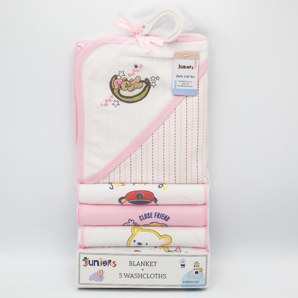 Imported Baby 6 Pcs Set Wrapping Blanket & 5 Pcs Washcloths Set
