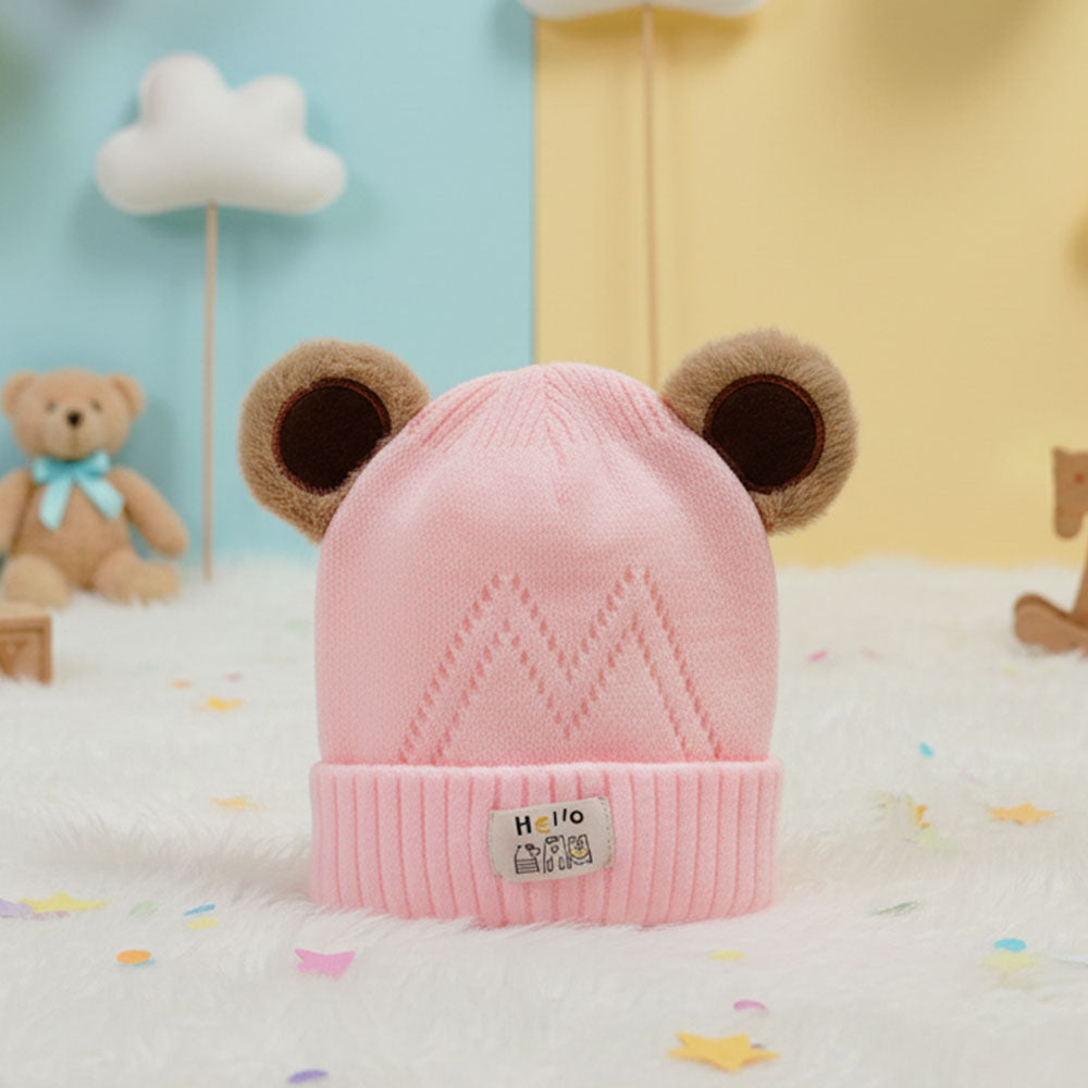 Imported Baby Cute Knitted Winter Cap | Soft Rabbit Wool Hat for 0–12 Months