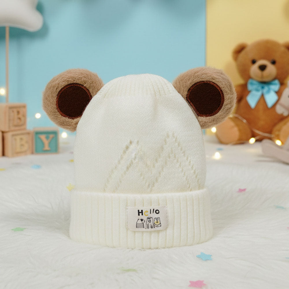 Imported Baby Cute Knitted Winter Cap | Soft Rabbit Wool Hat for 0–12 Months