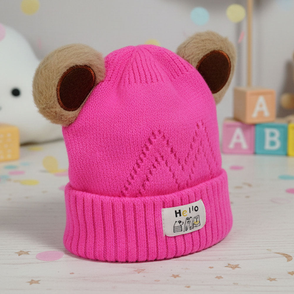 Imported Baby Cute Knitted Winter Cap | Soft Rabbit Wool Hat for 0–12 Months