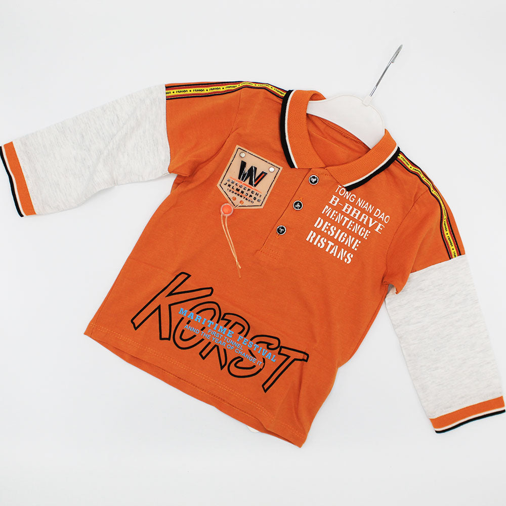 Baby Collar Front Button Style Long Sleeve Pullover Shirt for 9 Months - 3.5 Years