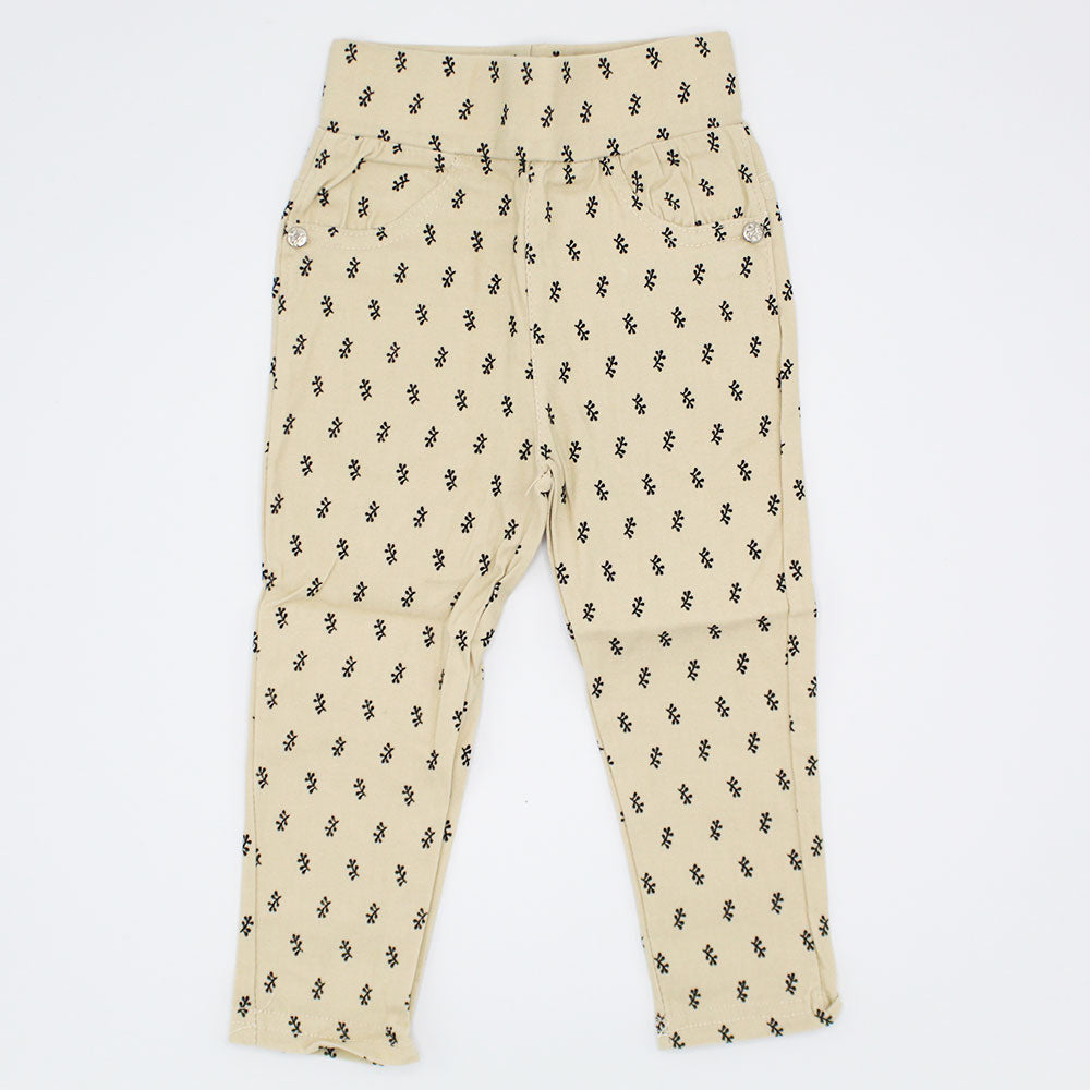 Imported Baby Girl Leafy Printed Cotton Pants for 9 Months - 3 Years