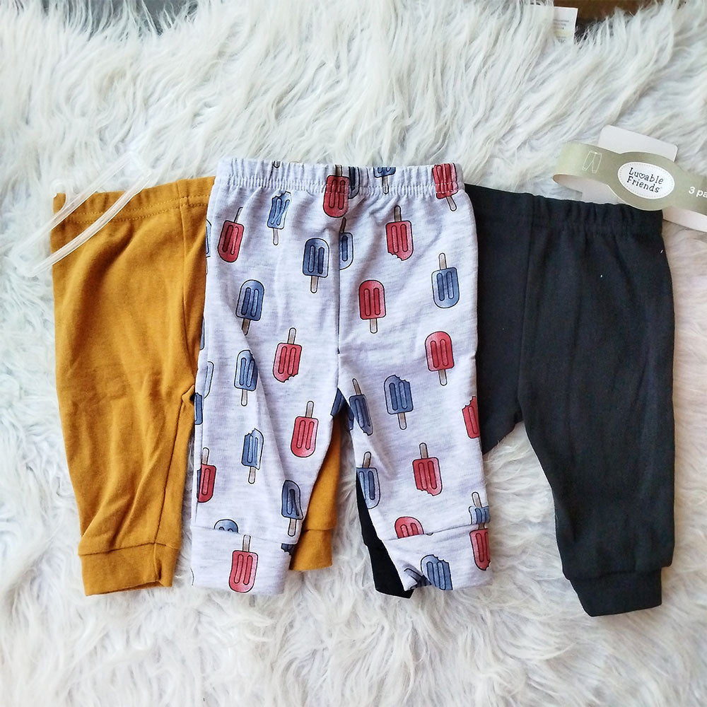 Imported Set of 3 Pcs Babies Pants Cotton Stuff for 0-9 Months