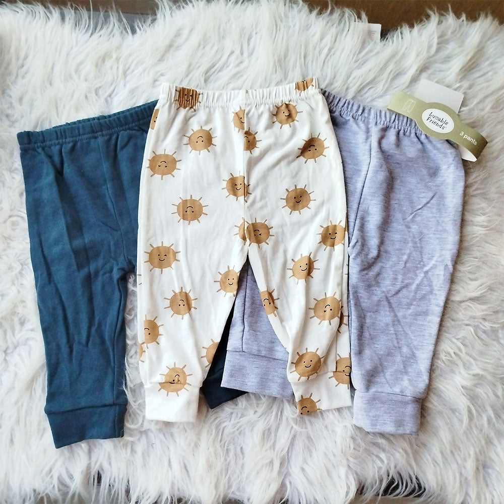 Imported Set of 3 Pcs Babies Pants Cotton Stuff for 0-9 Months