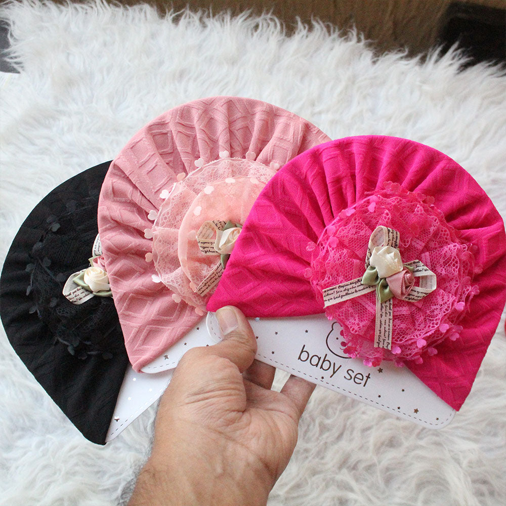 Imported 1 Pc Baby Kids Baby Summer Turban Cap Mix Colored Flower Hearts 3D Children Hat for 0-2 Years