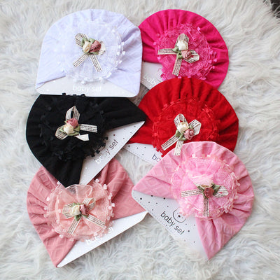 Imported 1 Pc Baby Kids Baby Summer Turban Cap Mix Colored Flower Hearts 3D Children Hat for 0-2 Years