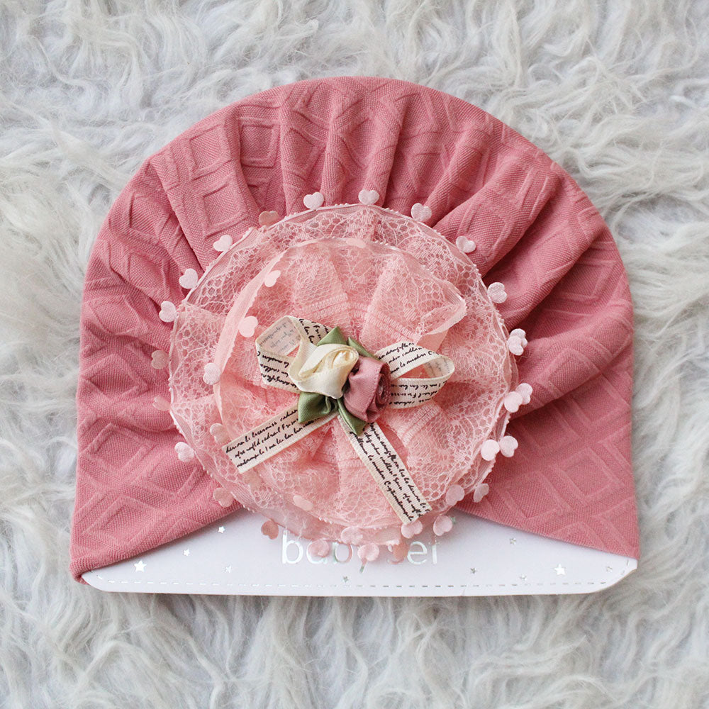 Imported 1 Pc Baby Kids Baby Summer Turban Cap Mix Colored Flower Hearts 3D Children Hat for 0-2 Years
