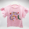 Baby Girl 3D Little Girl Pink Fancy Flower Frock Half Sleeve Pullover Shirt for 12 Months- 4 Years
