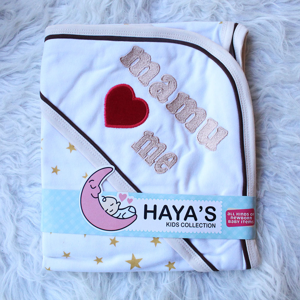 Made as Turkey Newborn Baby Embroidered Loves Me Wrapping Sheet with Hood for 0-12 Months